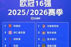 欧冠16强所属联赛：英超6队 西甲皇萨竞 德甲2队、意甲法甲各1队