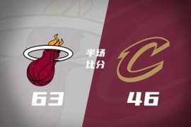 半场战报-骑士落后热火17分 大米切尔13分 哈登7+5 阿德巴约9中1