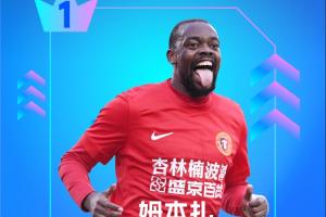 【直播吧】中超第13轮最佳:姆本扎双响当选!助铁人终结8轮不胜