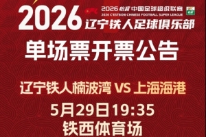 奋进·2026 票务｜辽宁铁人楠波湾VS上海海港 单场开票公告